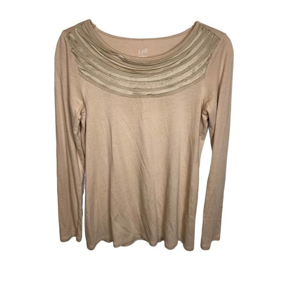 J Jill Silk Tiers Tee Shirt Size XS Tan - Picture 1 of 4